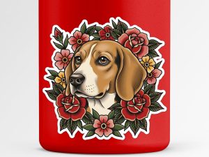 Beagle Sticker - American Traditional Tattoo Style Dog Decal