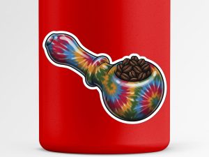 Wake and Bake Coffee Sticker - Tie Dye Weed Pipe Marijuana Decal