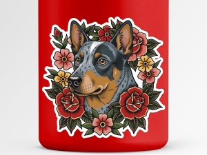 Australian Cattle Dog Sticker - American Traditional Tattoo Style Dog Decal