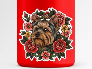 Yorkshire Terrier Sticker - American Traditional Tattoo Style Dog Decal