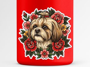 Shih Tzu Sticker - American Traditional Tattoo Style Dog Decal