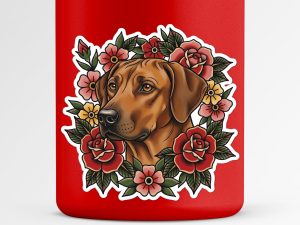 Rhodesian Ridgeback Sticker - American Traditional Tattoo Style Dog Decal