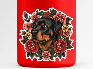 Rottweiler Sticker - American Traditional Tattoo Style Dog Decal