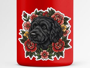 Portuguese Water Dog Sticker - American Traditional Tattoo Style Dog Decal