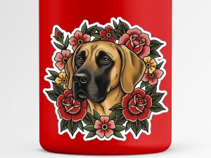 Great Dane Sticker - American Traditional Tattoo Style Dog Decal