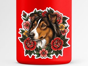 Collie Sticker - American Traditional Tattoo Style Dog Decal