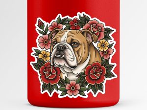 Bulldog Sticker - American Traditional Tattoo Style Dog Decal