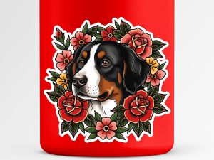 Bernese Mountain Dog Sticker - American Traditional Tattoo Style Dog Decal