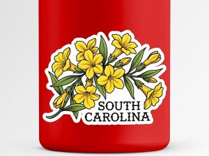 South Carolina Yellow Jessamine Flower Sticker Traditional Tattoo Style State Flower Decal
