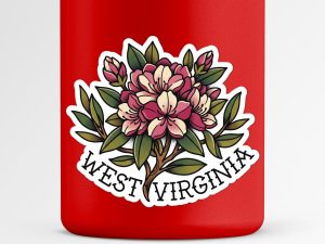 West Virginia Rhododendron Flower Sticker Traditional Tattoo Style State Flower Decal