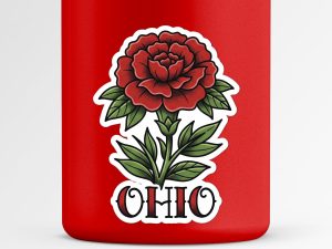 Ohio Red Carnation Flower Sticker Traditional Tattoo Style State Flower Decal