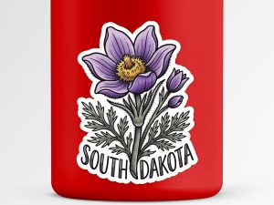 South Dakota Pasque Flower Sticker Traditional Tattoo Style State Flower Decal