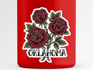 Oklahoma Rose Flower Sticker Traditional Tattoo Style State Flower Decal
