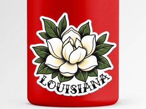Louisiana Magnolia Flower Sticker Traditional Tattoo Style State Flower Decal