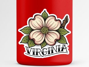 Virginia Flowering Dogwood Flower Sticker Traditional Tattoo Style State Flower Decal