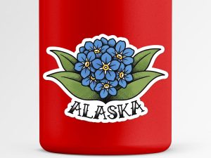 Alaska Alpine Forget-Me-Not Flower Sticker Traditional Tattoo Style State Flower Decal