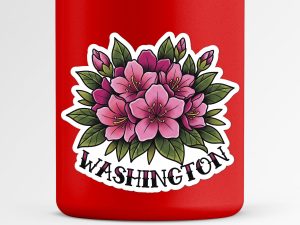 Washington Rhododendron Flower Sticker Traditional Tattoo Style State Flower Decal