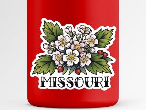 Missouri Hawthorn Blossom Flower Sticker Traditional Tattoo Style State Flower Decal