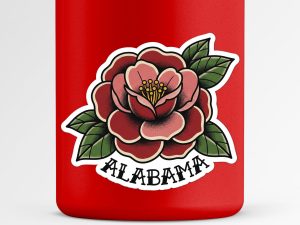 Alabama Camellia Flower Sticker Traditional Tattoo Style State Flower Decal