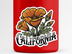 California California Poppy Flower Sticker Traditional Tattoo Style State Flower Decal