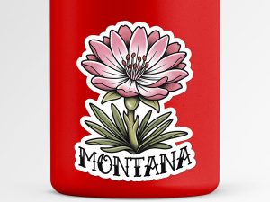 Montana Bitterroot Flower Sticker Traditional Tattoo Style State Flower Decal