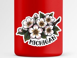 Michigan Apple Blossom Flower Sticker Traditional Tattoo Style State Flower Decal