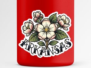 Arkansas Apple Blossom Flower Sticker Traditional Tattoo Style State Flower Decal