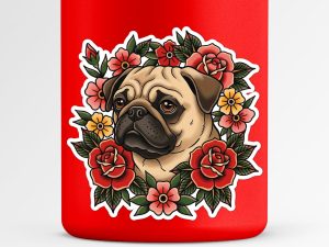 Pug Sticker - American Traditional Tattoo Style Dog Decal