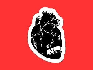 Bandaged Black Heart Sticker