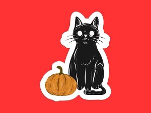 Black Cat Pumpkin Sticker
