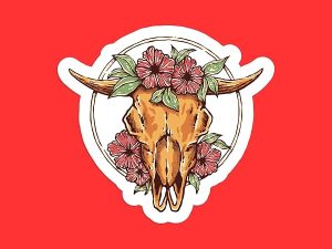 Bull Cow Skull Sticker