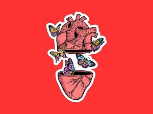 Butterfly Heart Sticker