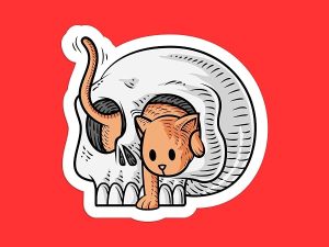 Cat Skull Sticker