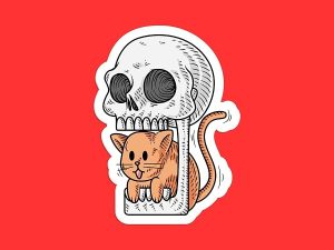 Cat in a Skull Sticker