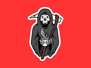 Coffee Grim Reaper Sticker