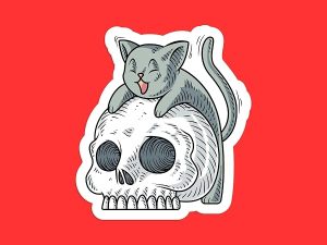 Cute Cat Skull Sticker