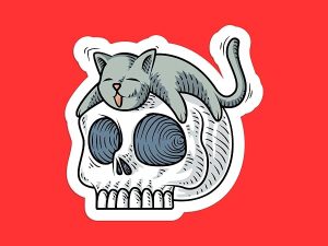 Cute Cat Skull Sticker