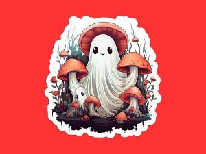 Cute Ghost Mushroom Sticker