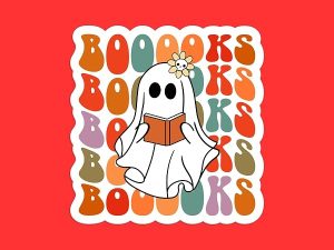Cute Reading Ghost Sticker