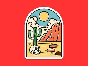 Desert Cactus Skull Sticker