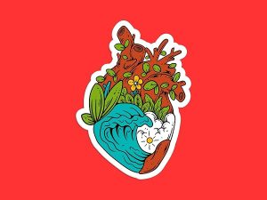 Earth Wave Heart Sticker