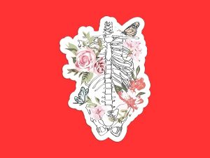 Floral Skeleton Torso Sticker