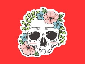 Floral Skull Sticker