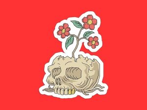 Flower Skull Sticker