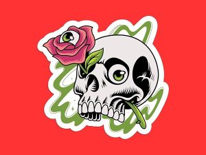 Flower Skull Sticker