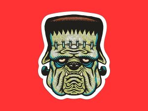 Frankenstein Bulldog Sticker