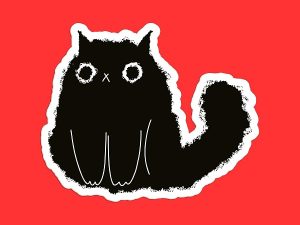 Frizzy Black Cat Sticker