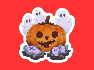 Ghost Jack O Lantern Sticker