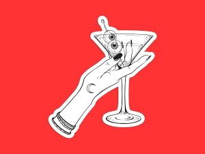 Goth Eyeball Martini Sticker