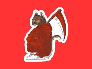 Grim Reaper Cat Sticker
